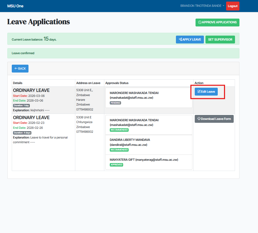 The MSU Leave Management System