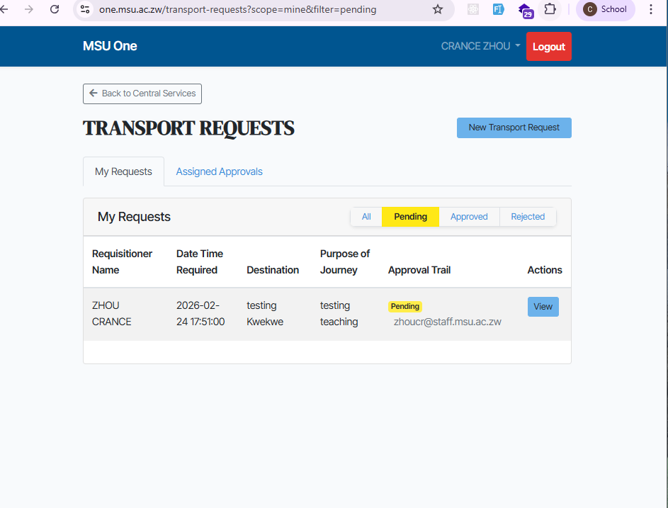 Transport Requests System